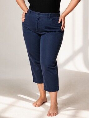 Jones New York Cotton Navy Cropped Pants